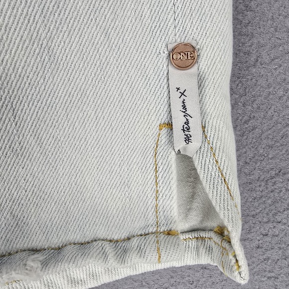 One Teaspoon Skirt Womens 32 Light Wash 2020 Mini Denim Jean Button Fly Distress - Picture 5 of 11